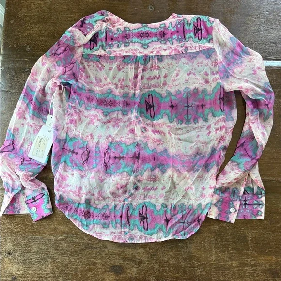 100% silk Fifteen Twenty Pink and Purple Wrap Blouse - Picture 4 of 8
